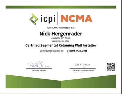 Certified ICPI Retaining Wall Installer